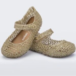 Mini Melissa Campana gold ballet flats sz 8